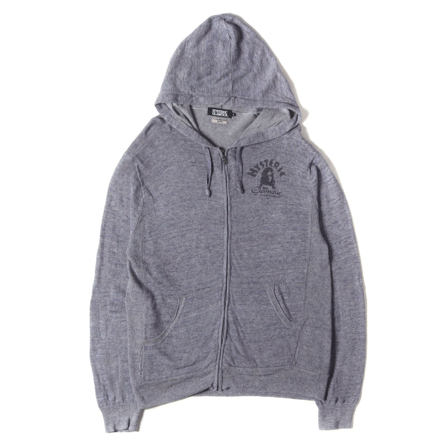 × FLANDERS LINEN ガール ロゴ ネップ混 ニット ジップパーカー (0242ND01)