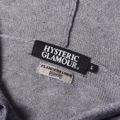 × FLANDERS LINEN ガール ロゴ ネップ混 ニット ジップパーカー (0242ND01)