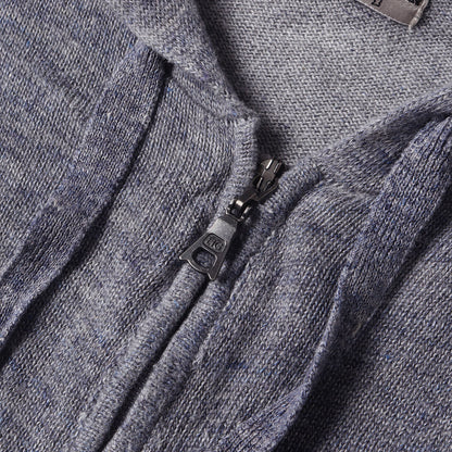 × FLANDERS LINEN ガール ロゴ ネップ混 ニット ジップパーカー (0242ND01)