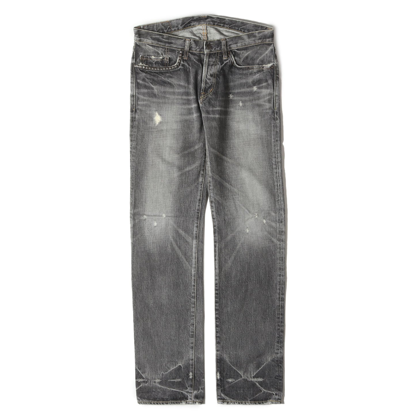 00s ダメージ加工 スリムストレート デニム パンツ