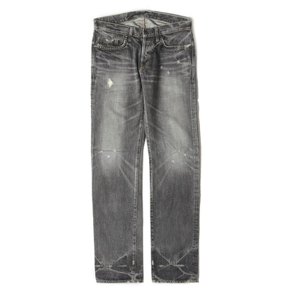 00s ダメージ加工 スリムストレート デニム パンツ