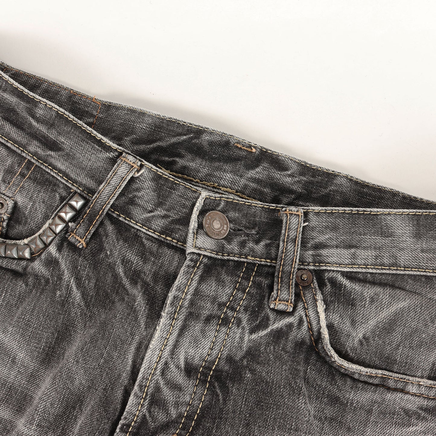 00s ダメージ加工 スリムストレート デニム パンツ