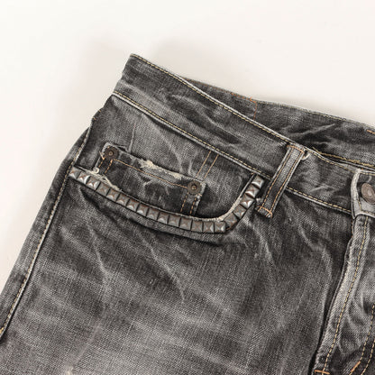 00s ダメージ加工 スリムストレート デニム パンツ