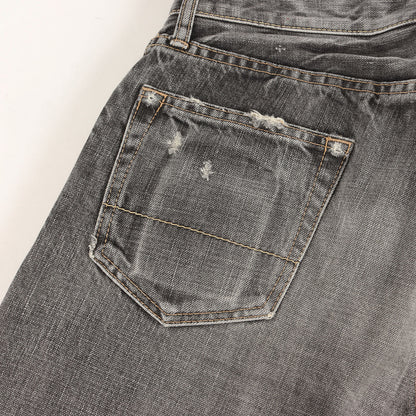 00s ダメージ加工 スリムストレート デニム パンツ