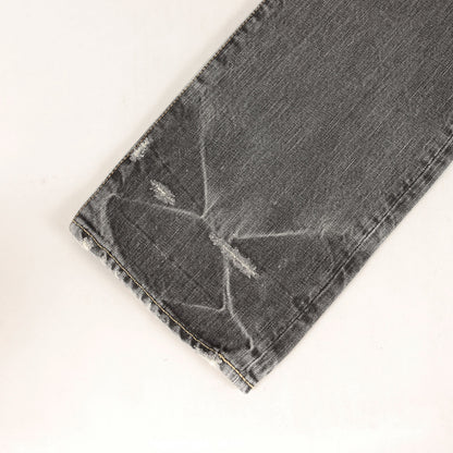 00s ダメージ加工 スリムストレート デニム パンツ