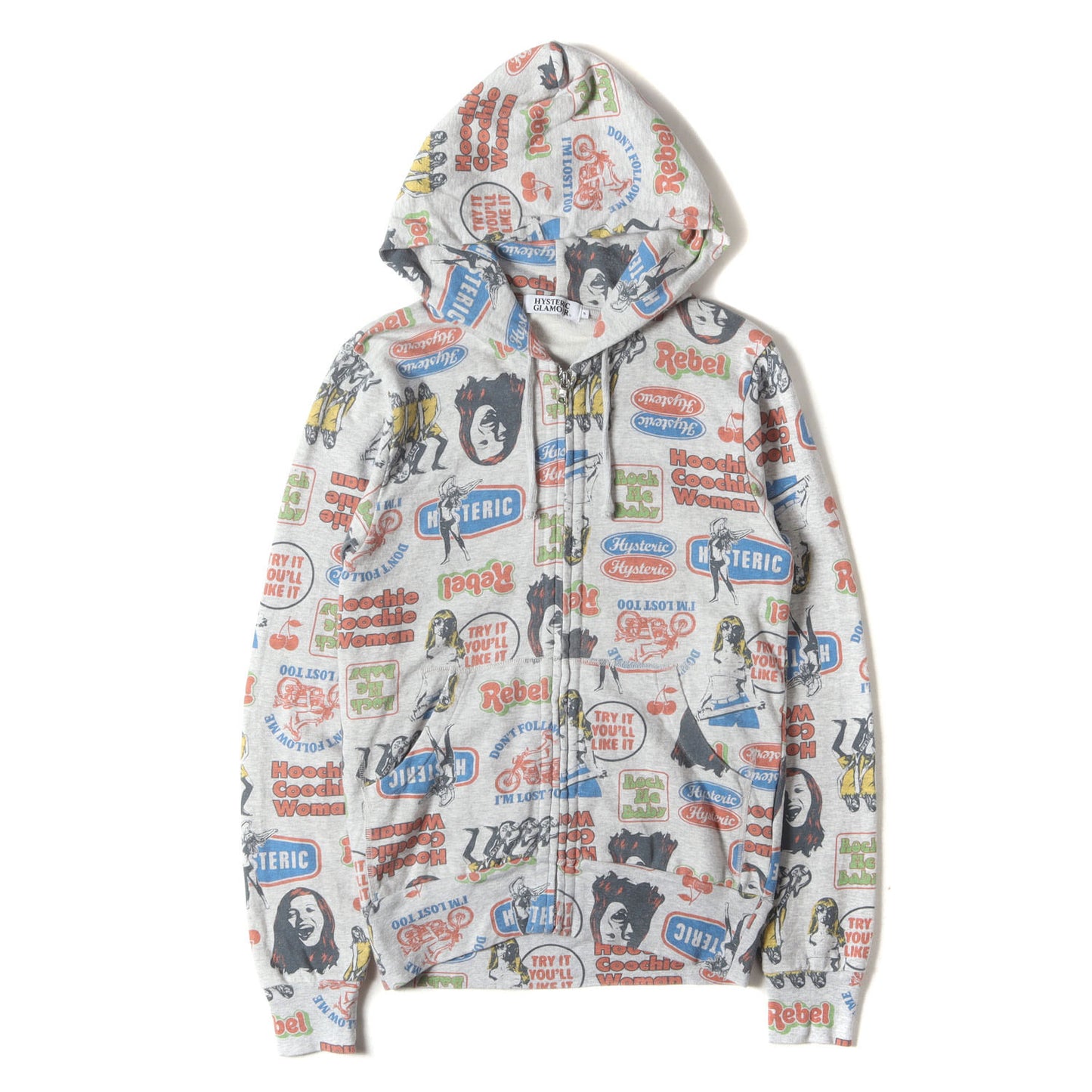 ガール ロゴ 総柄 スウェット ジップパーカー (0211CF01)