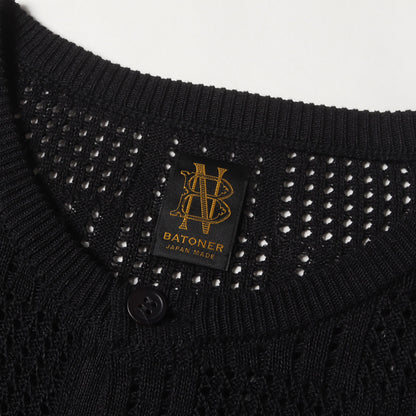 24SS ヘンリーネック クロシェ ニット ポロシャツ