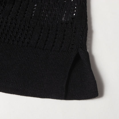24SS ヘンリーネック クロシェ ニット ポロシャツ