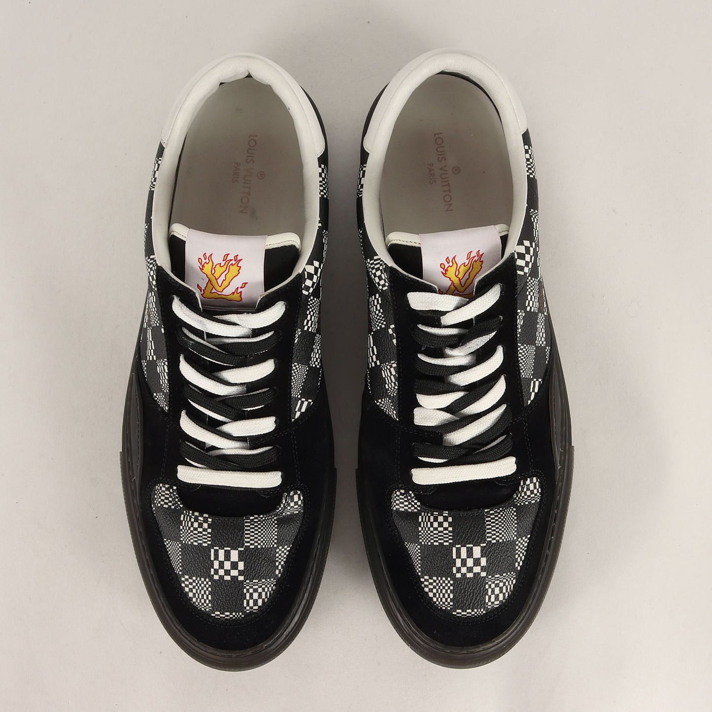 21SS Virgil Abloh ディストーテッド ダミエ パターン LVオリ・ライン スニーカー