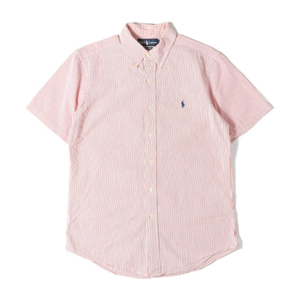 00s ストライプ シアサッカー ボタンダウン 半袖 シャツ / CUSTOM FIT
