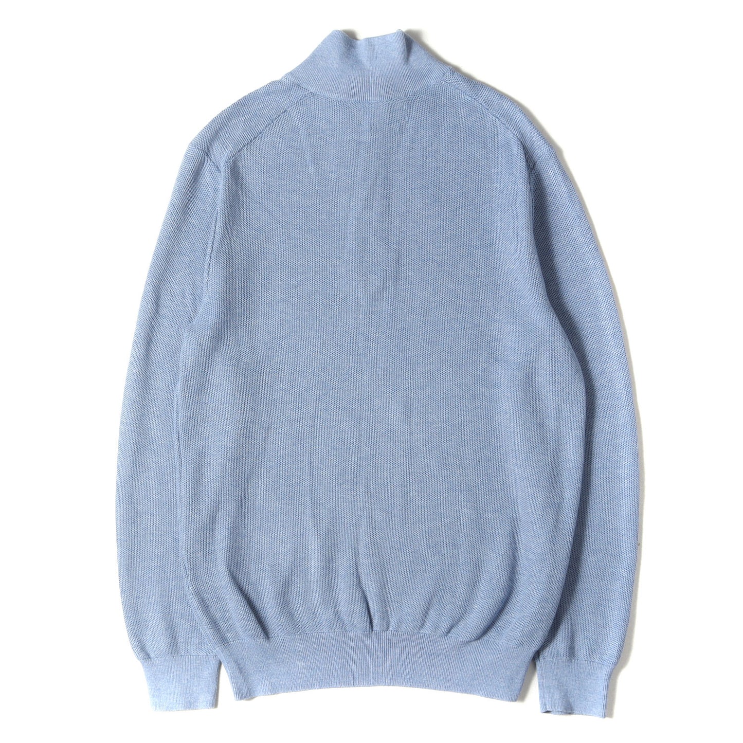 ワンポイント ポニー 刺繍 ハーフジップ ピマコットン ニット セーター