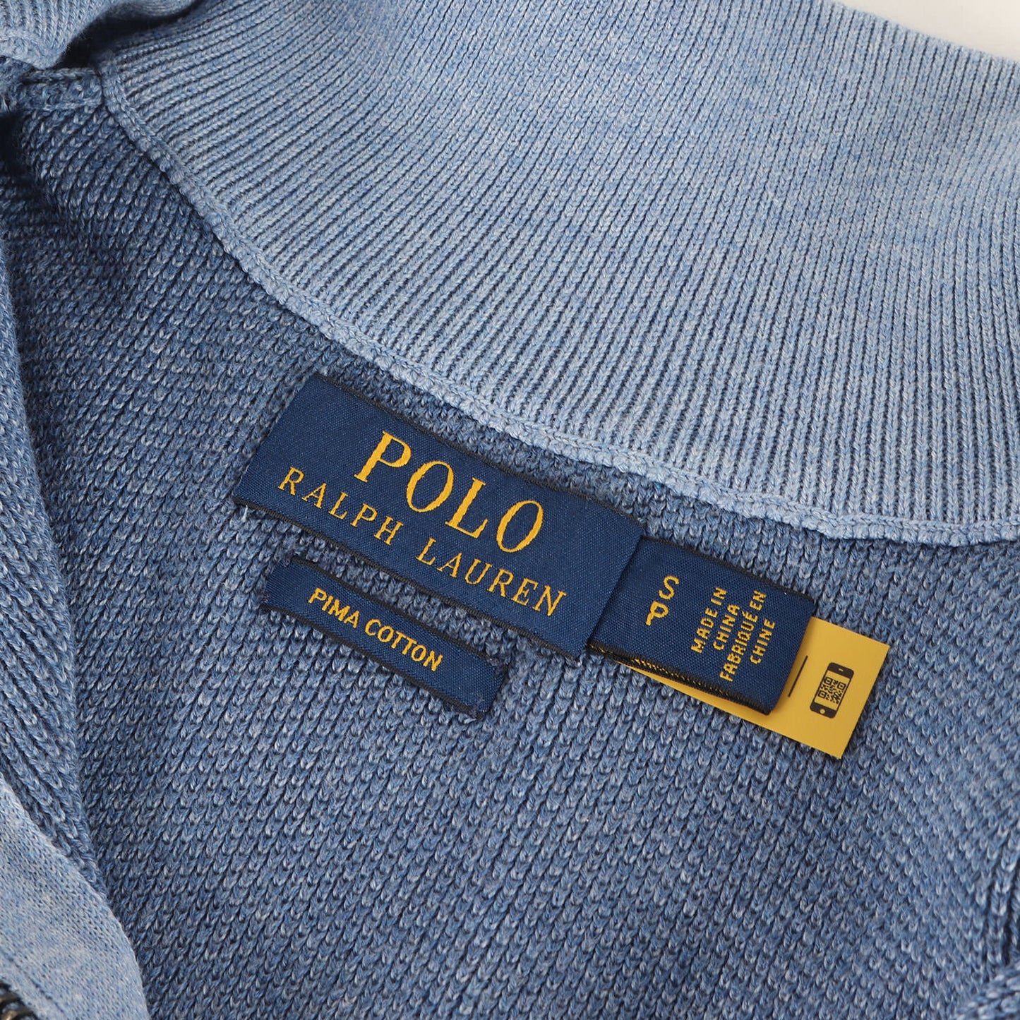 ワンポイント ポニー 刺繍 ハーフジップ ピマコットン ニット セーター