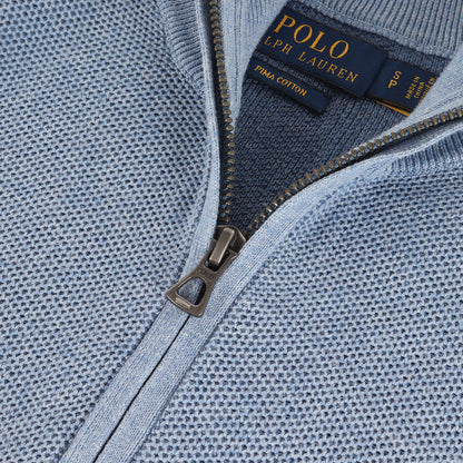 ワンポイント ポニー 刺繍 ハーフジップ ピマコットン ニット セーター