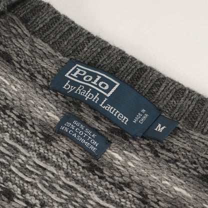 フェアアイル柄 Vネック カシミヤ混 シルク ニット ベスト(MNBLSWEM3R00036)