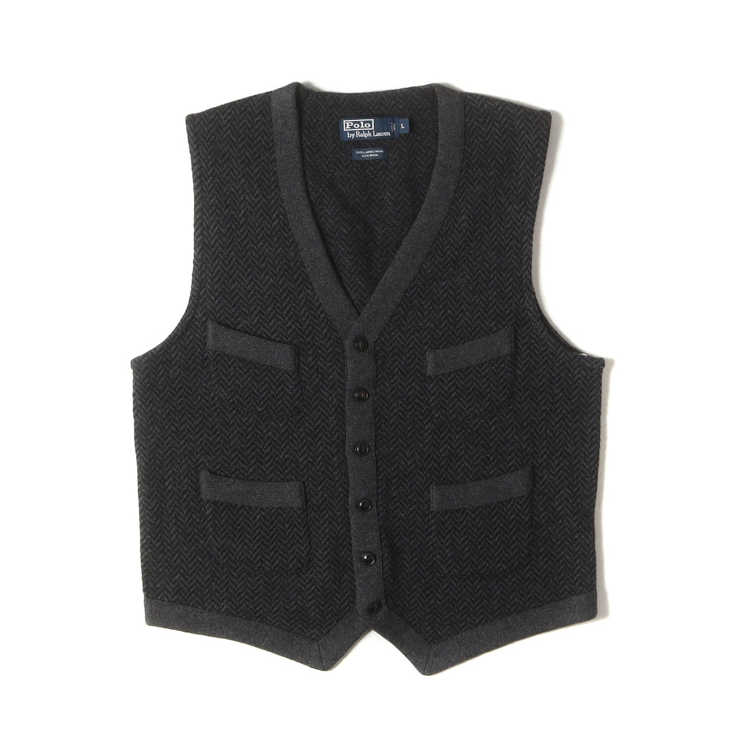 ヘリンボーン ジャガード ウール ニット ベスト (KR-RL-KA-3705)