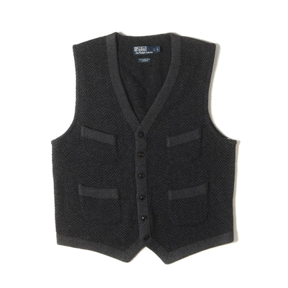 ヘリンボーン ジャガード ウール ニット ベスト (KR-RL-KA-3705)