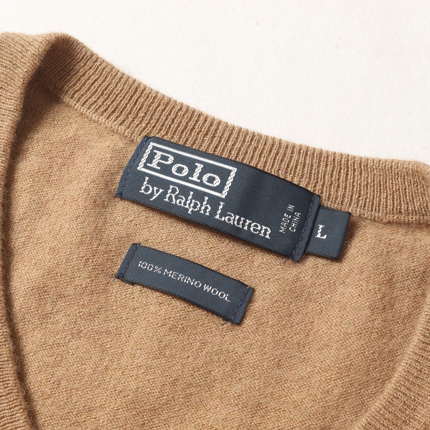 ワンポイント ポニー 刺繍 Vネック ウール ニット セーター (KR-RL-YW0310)