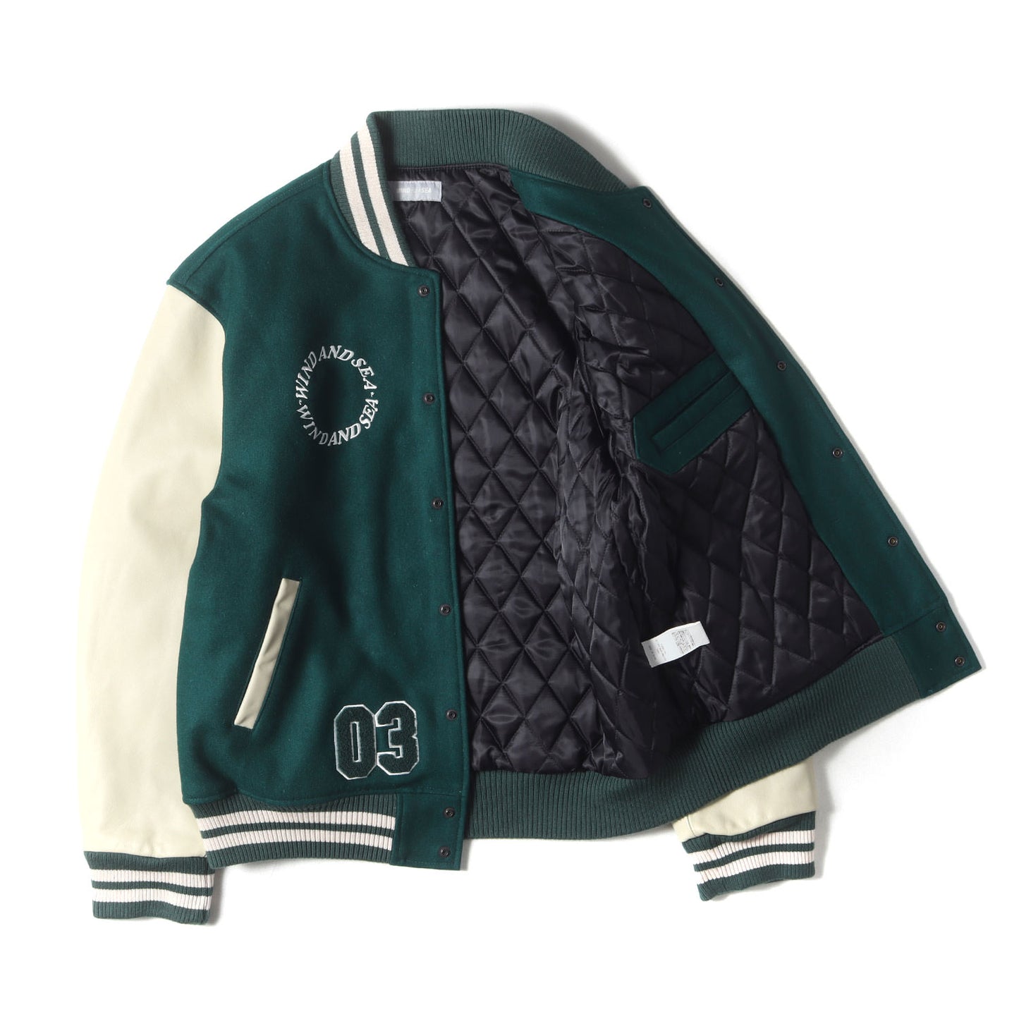 3周年記念 レザースリーブ スタジャン (WIND AND BEYOUTH Varsity Jacket WDS-BYT-RS-02)