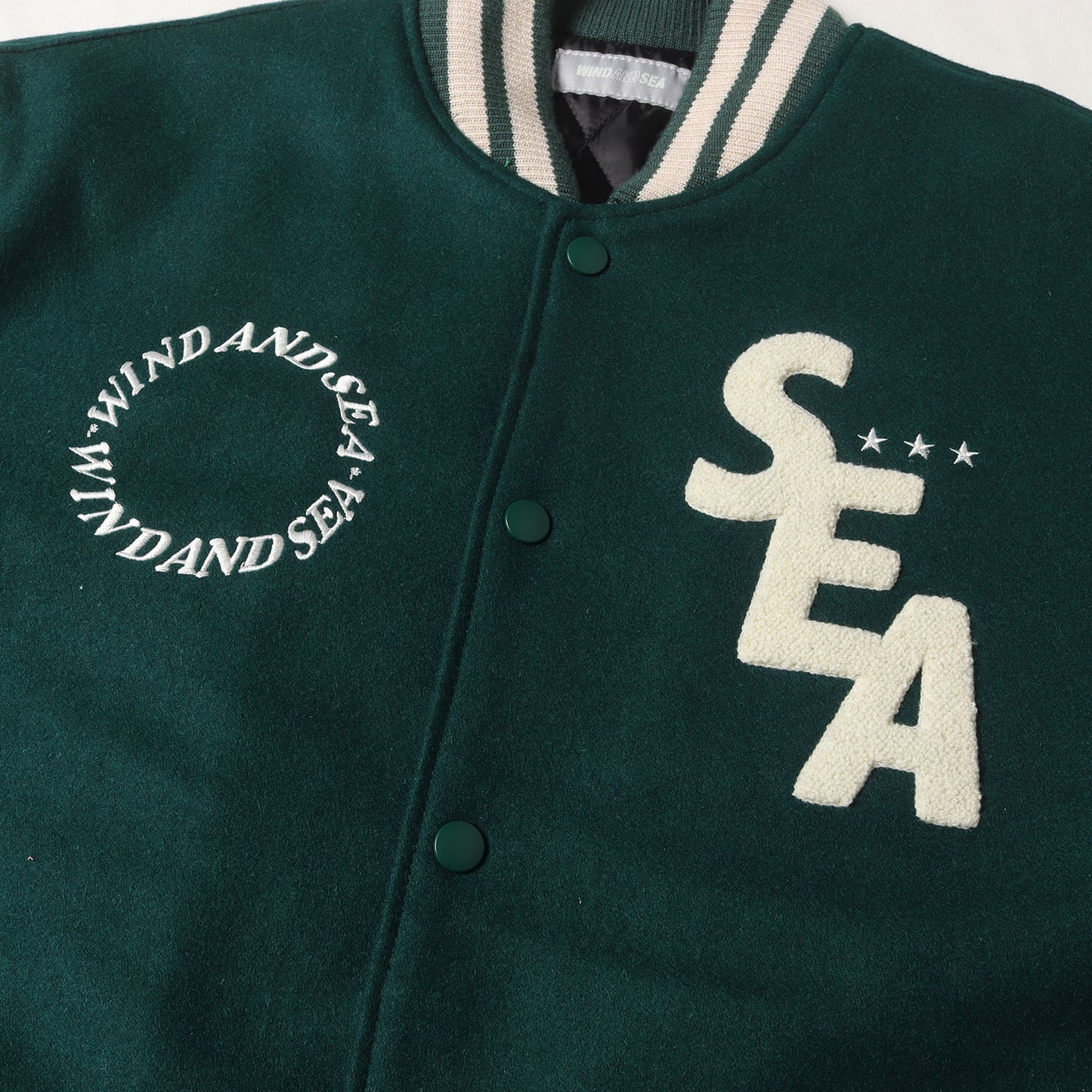 3周年記念 レザースリーブ スタジャン (WIND AND BEYOUTH Varsity Jacket WDS-BYT-RS-02)