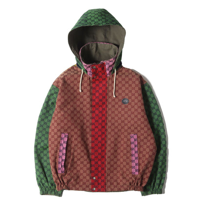 21SS マルチカラー GGジャガード キャンバス & リップストップ リバーシブル ジップ ブルゾン