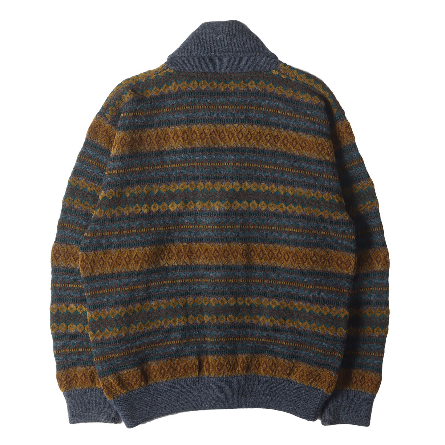 ショールカラー ジオメトリック ジャガード ニット カーディガン / MONSIEUR