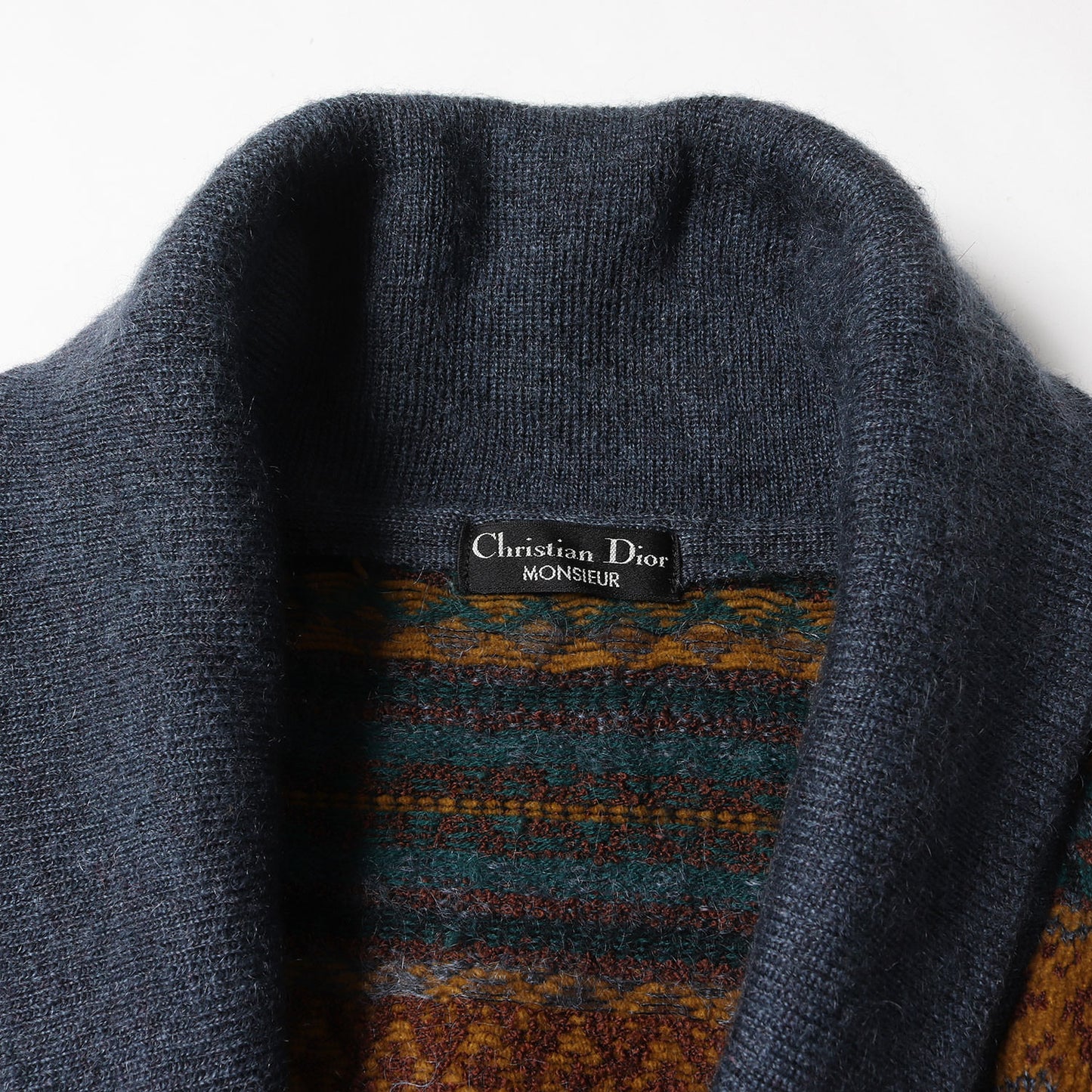 ショールカラー ジオメトリック ジャガード ニット カーディガン / MONSIEUR