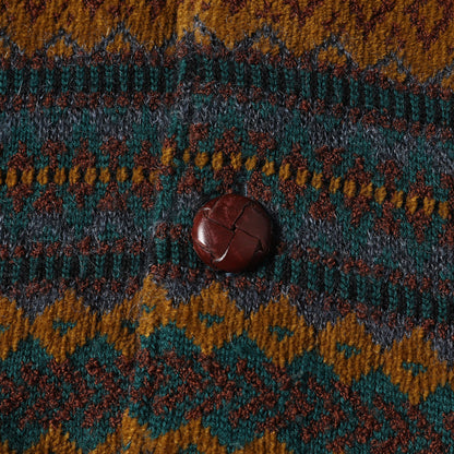 ショールカラー ジオメトリック ジャガード ニット カーディガン / MONSIEUR