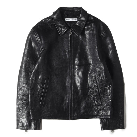 24AW エンボスアームロゴ シングル ナッパ レザージャケット (FN-MN-LEAT000271 B70146)