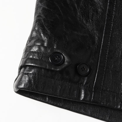 24AW エンボスアームロゴ シングル ナッパ レザージャケット (FN-MN-LEAT000271 B70146)