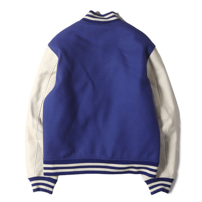 ロゴ チェーン刺繍 ワッペン カウレザースリーブ メルトン スタジャン (SD VARSITY JACKET)