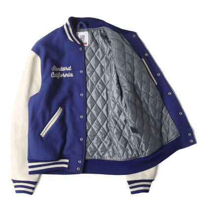 ロゴ チェーン刺繍 ワッペン カウレザースリーブ メルトン スタジャン (SD VARSITY JACKET)