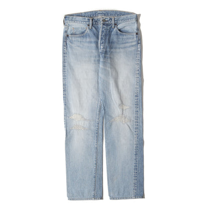 リペア加工 ストレート デニムパンツ