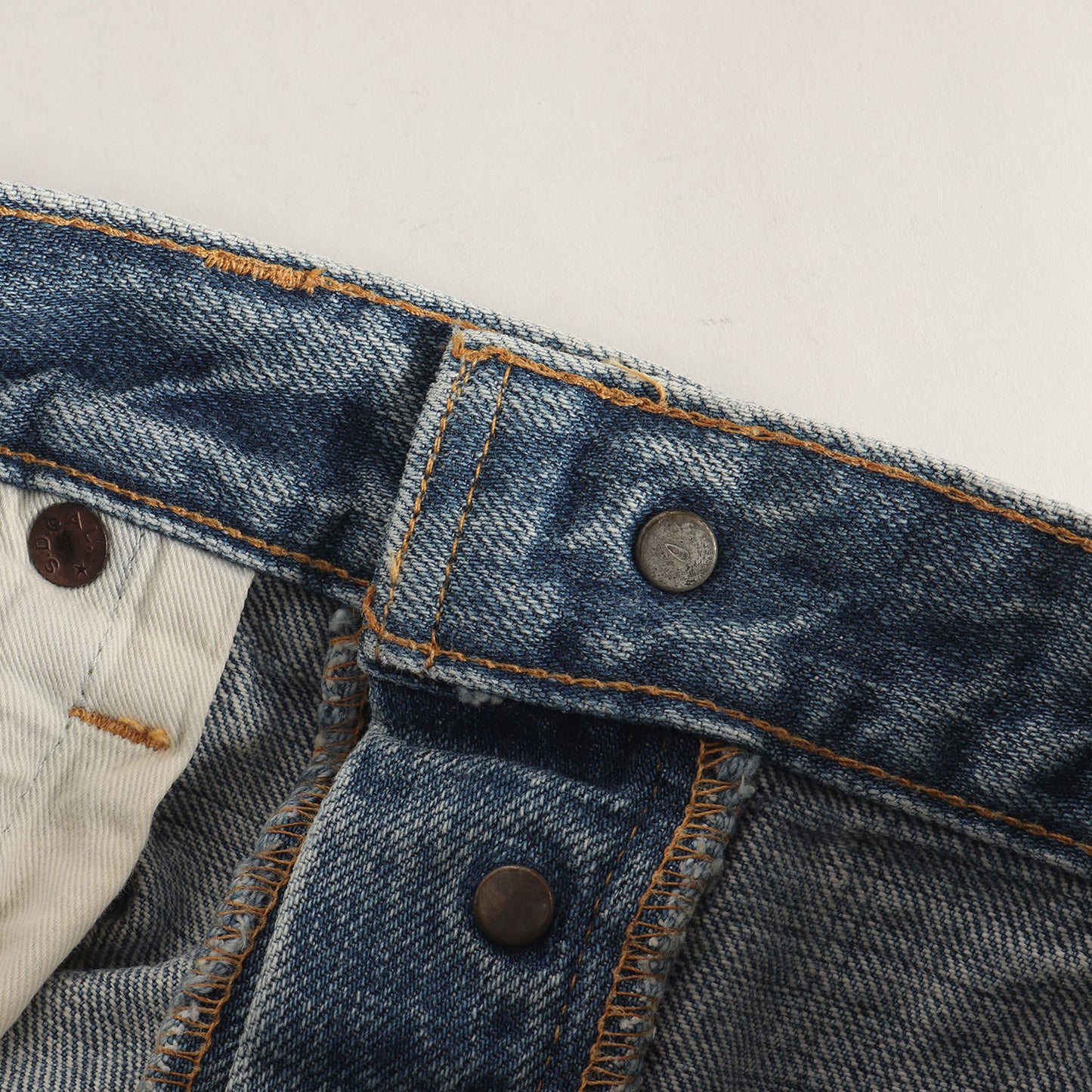 リペア加工 ストレート デニムパンツ