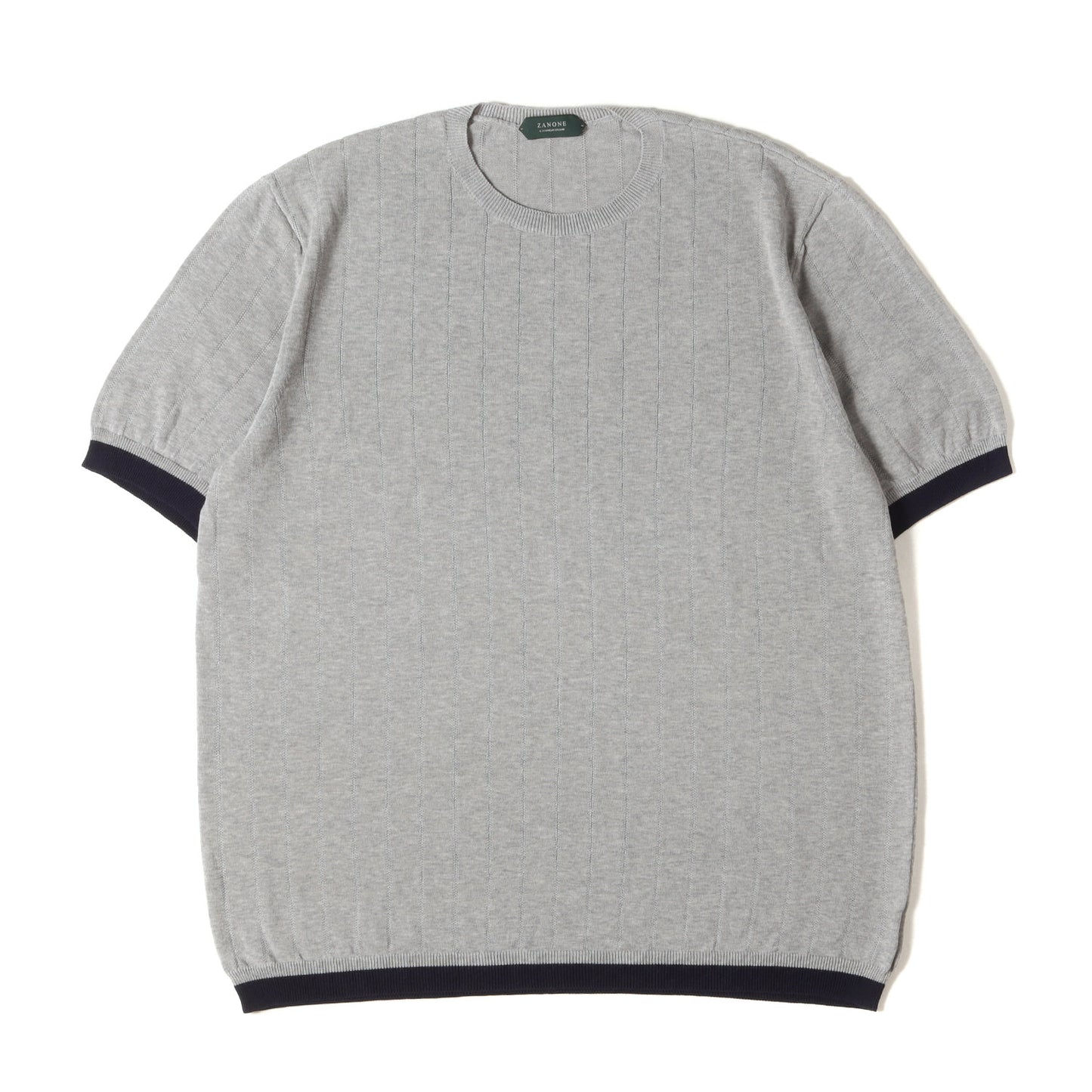 トリム ハイゲージ コットン ニット Tシャツ