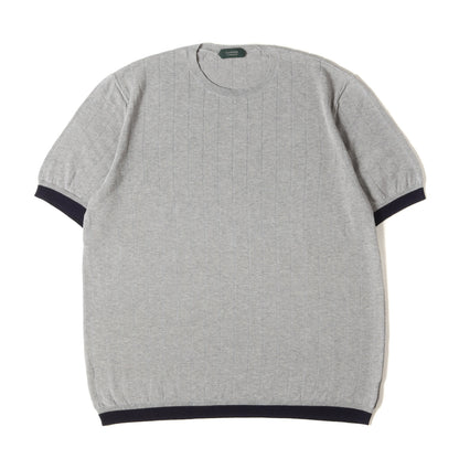 トリム ハイゲージ コットン ニット Tシャツ