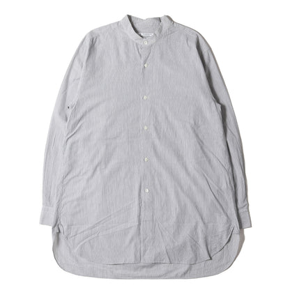バンドカラー ストライプ ロング シャツ (Band Collar Shirt)