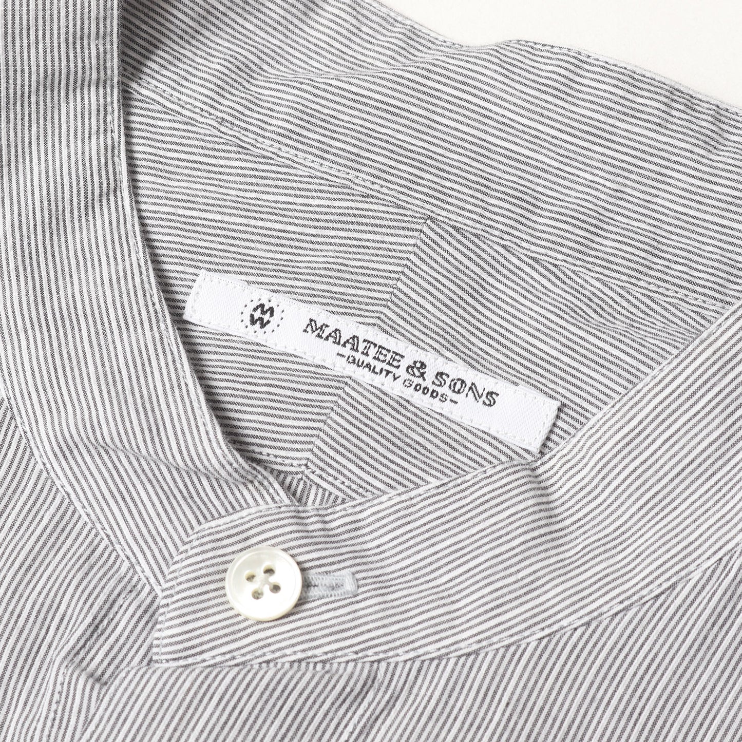 バンドカラー ストライプ ロング シャツ (Band Collar Shirt)