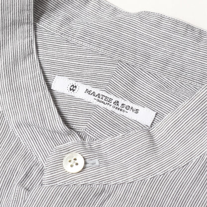 バンドカラー ストライプ ロング シャツ (Band Collar Shirt)