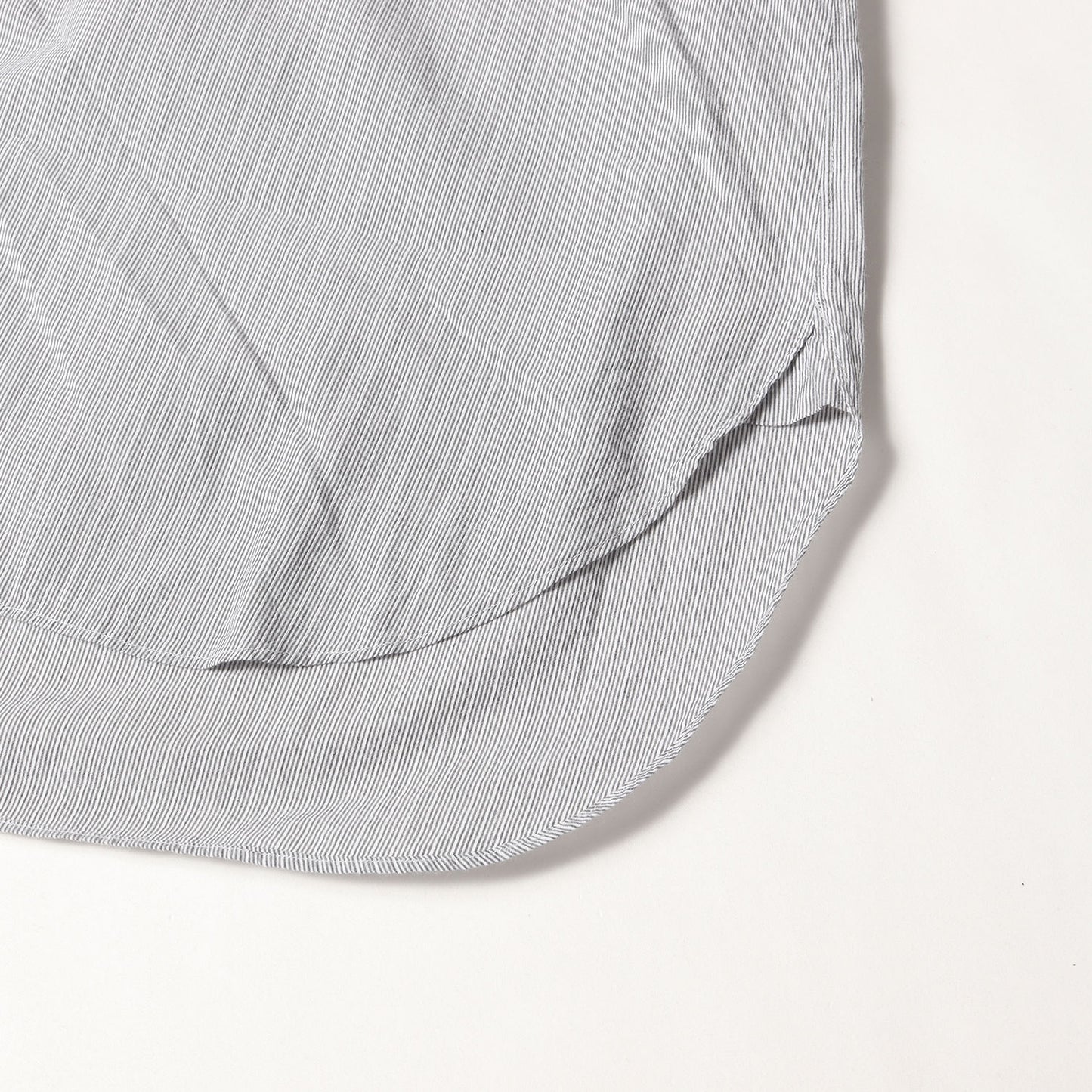 バンドカラー ストライプ ロング シャツ (Band Collar Shirt)