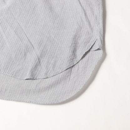 バンドカラー ストライプ ロング シャツ (Band Collar Shirt)