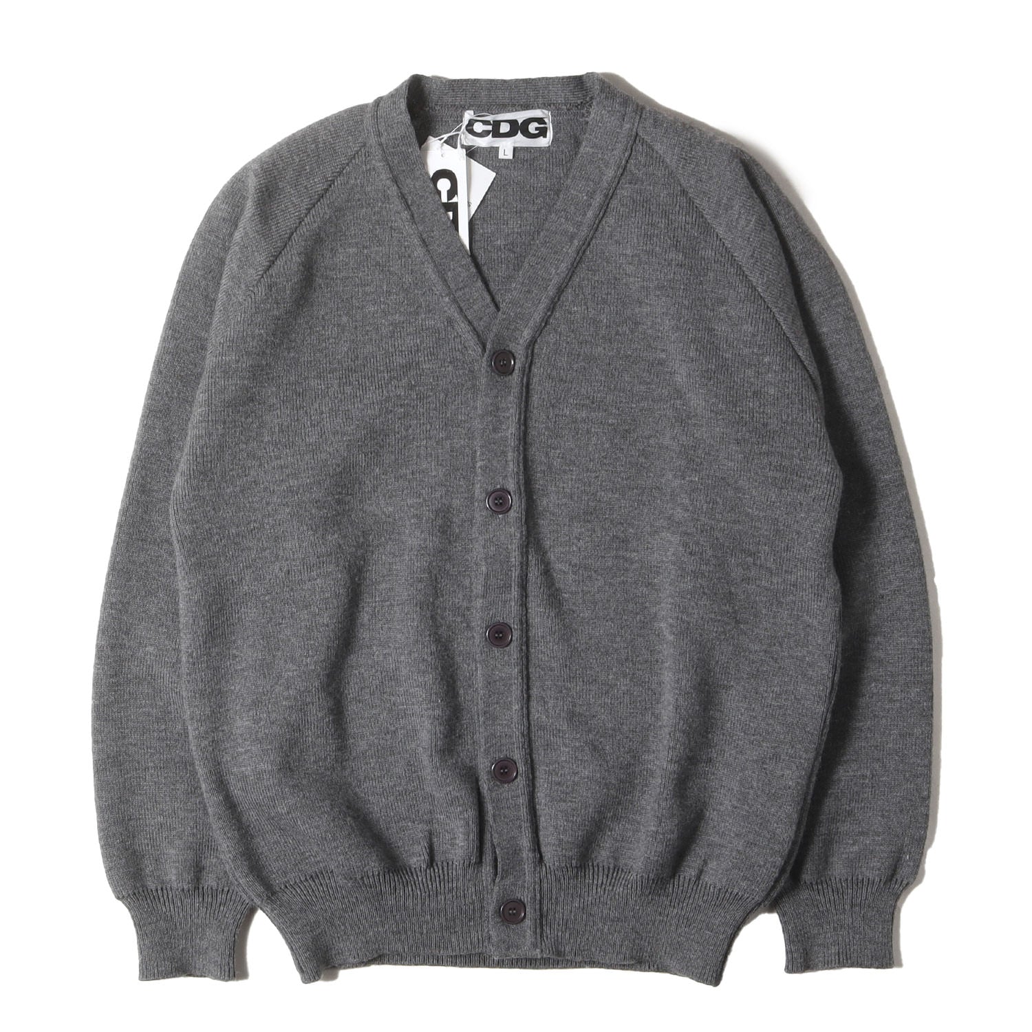 COMME des GARCONS コムデギャルソン カーディガン ヘザーグレー サイズ:L | 25AW Vネック ラグランスリーブ ニット カーディガン (V-NECK SCHOOL CARDIGAN SZ-N010) | トップス セーター【メンズ】【K4661】 25AW Vネック ラグランスリーブ ニット カーディガン (V-NECK SCHOOL