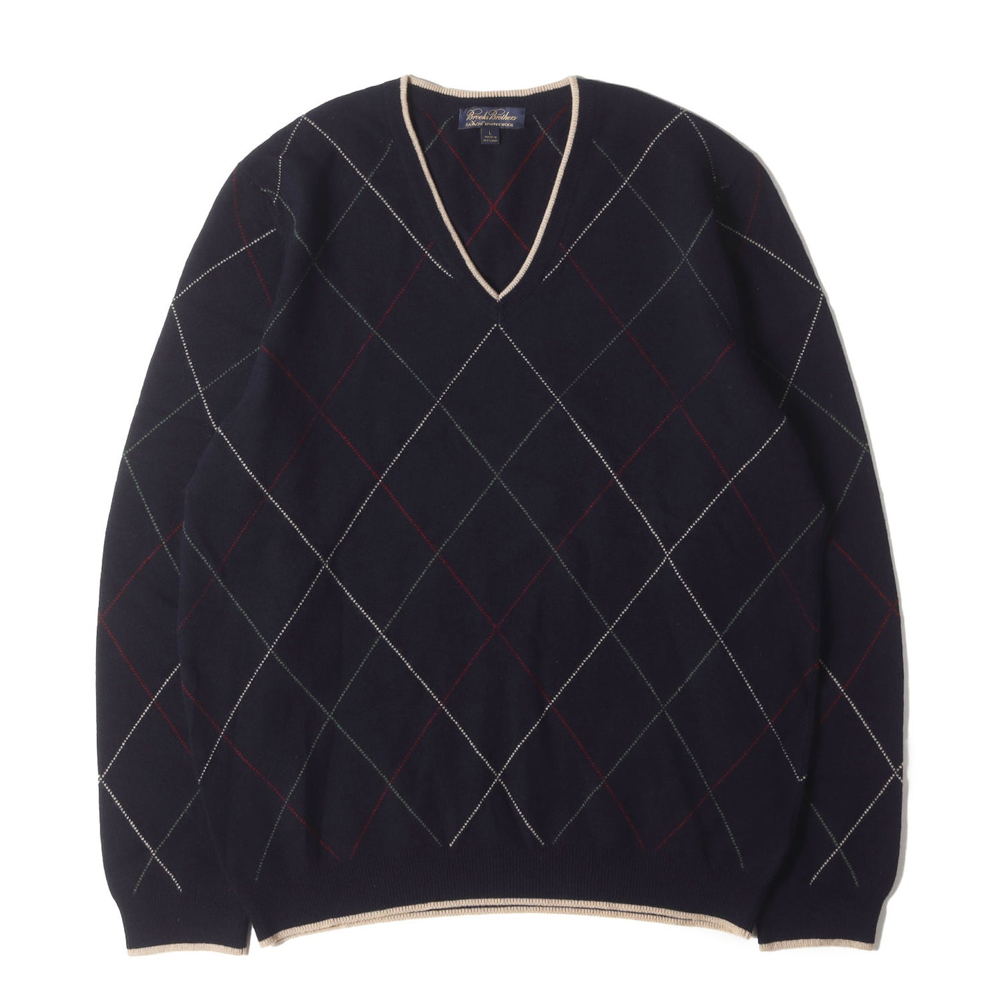 Vネック アーガイル ウール ニット セーター / SAXXON RESERVE WOOL MADE IN SCOTLAND