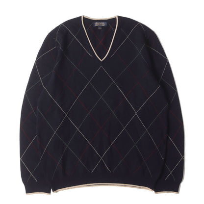 Vネック アーガイル ウール ニット セーター / SAXXON RESERVE WOOL MADE IN SCOTLAND