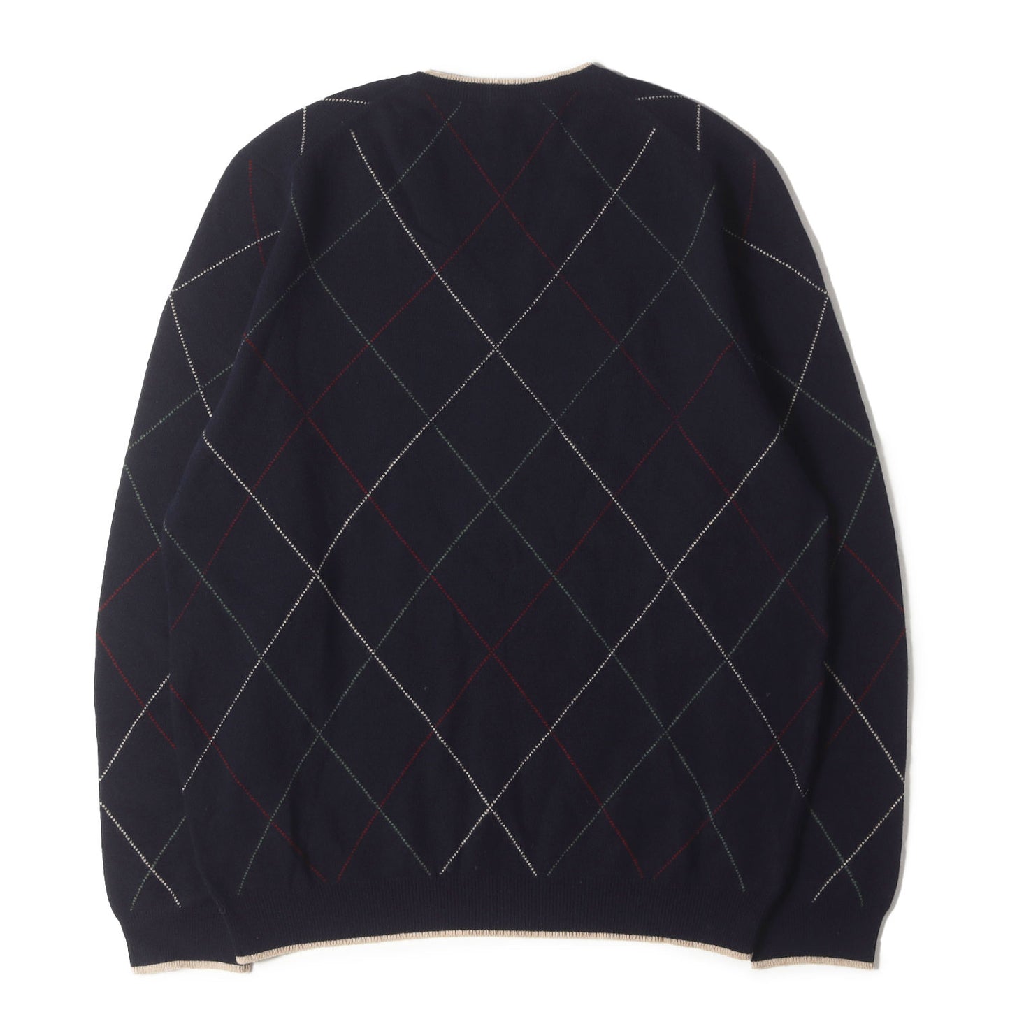 Vネック アーガイル ウール ニット セーター / SAXXON RESERVE WOOL MADE IN SCOTLAND