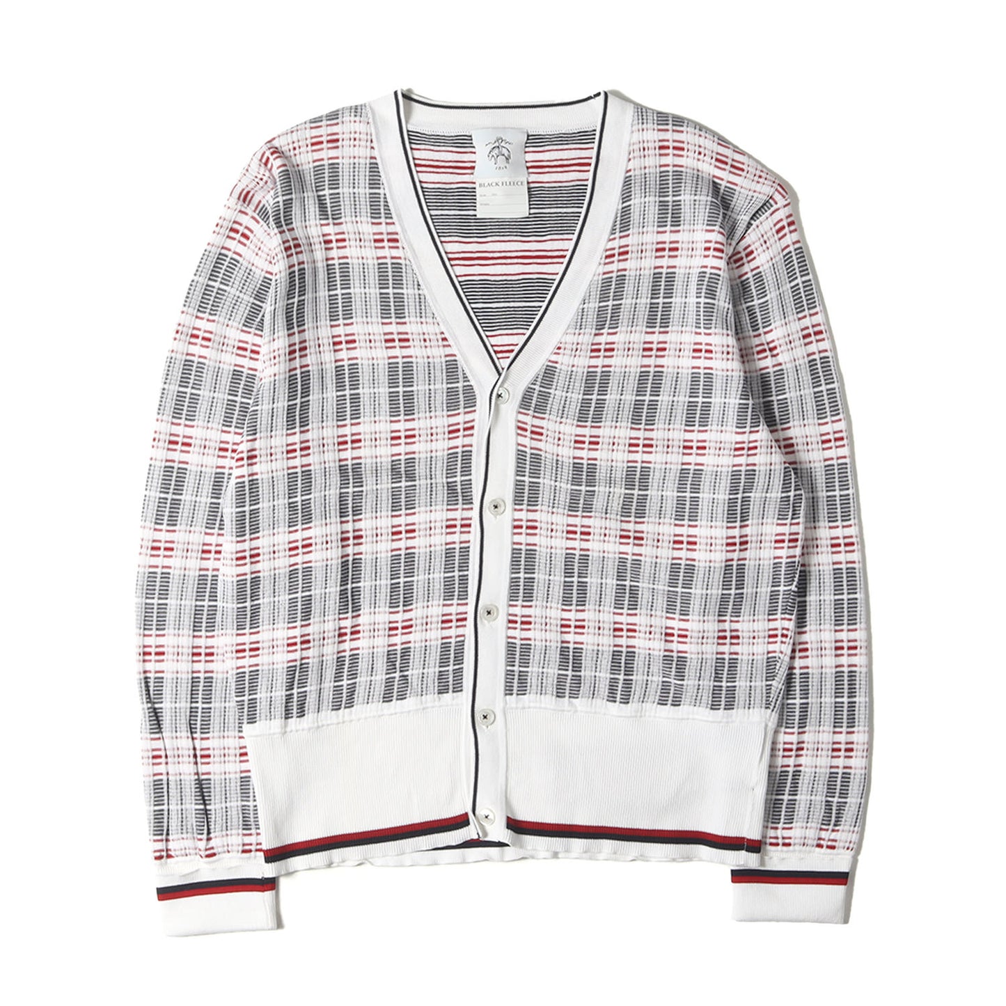 トリコロール チェック コットン ニット カーディガン