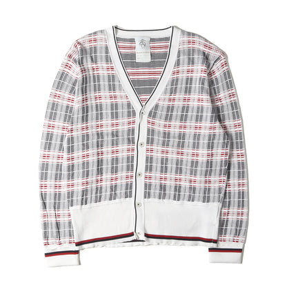トリコロール チェック コットン ニット カーディガン