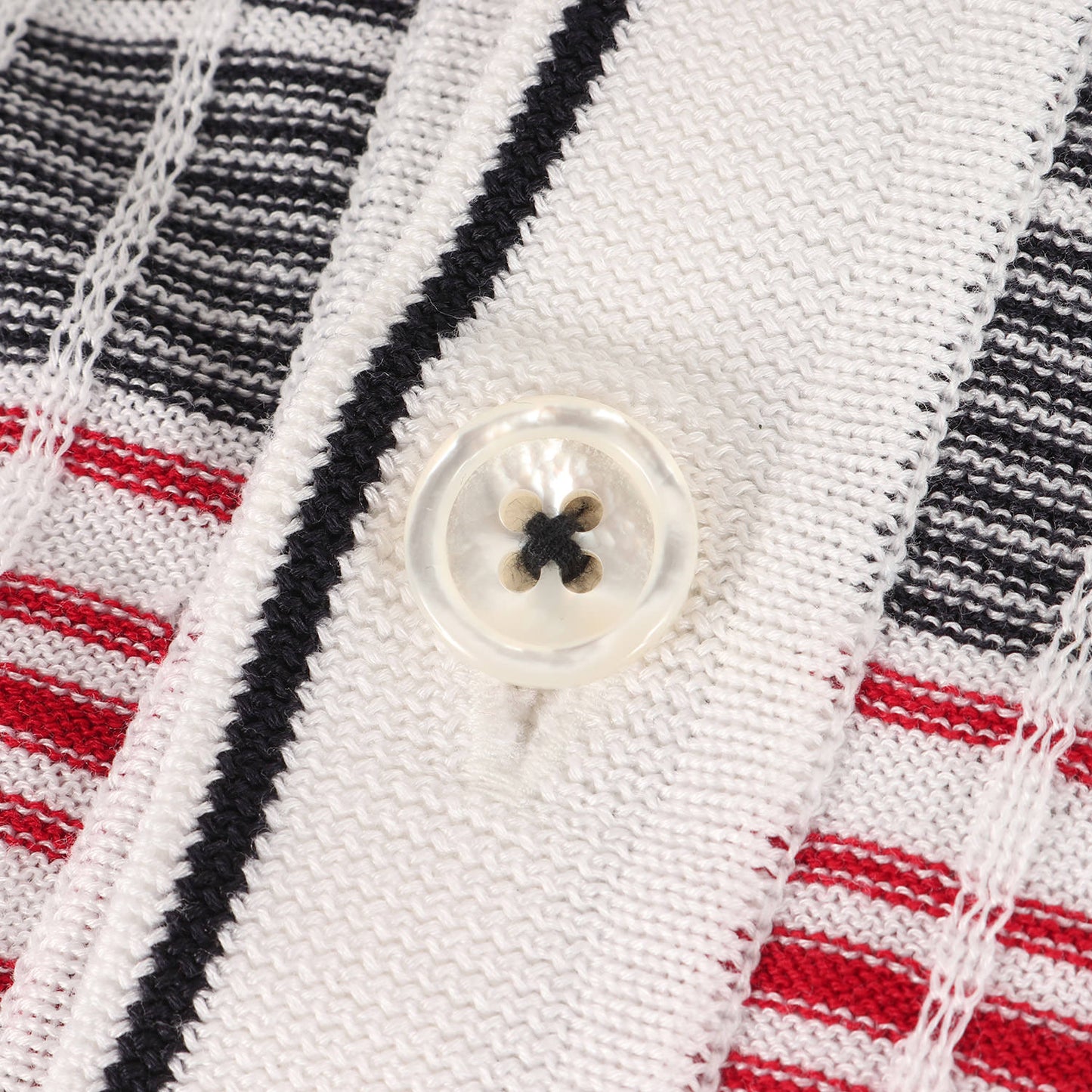 トリコロール チェック コットン ニット カーディガン