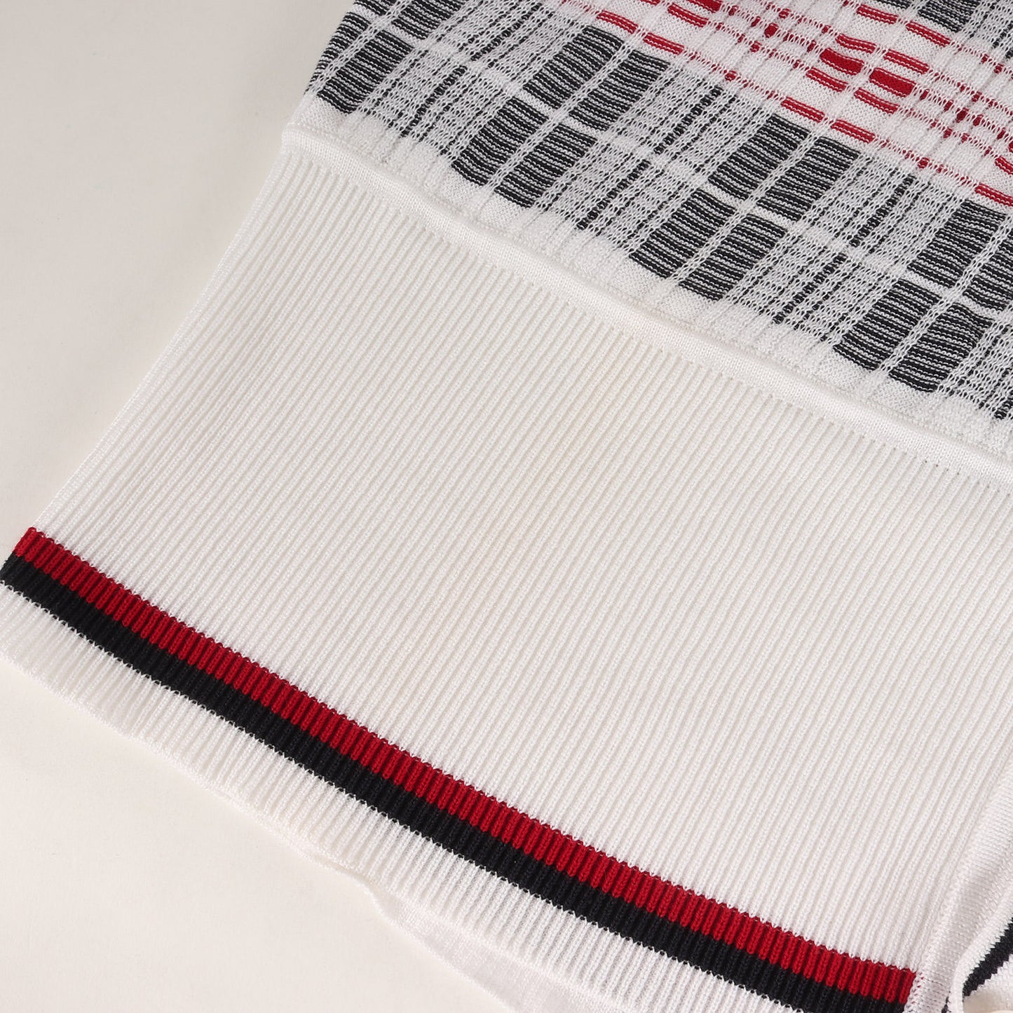 トリコロール チェック コットン ニット カーディガン