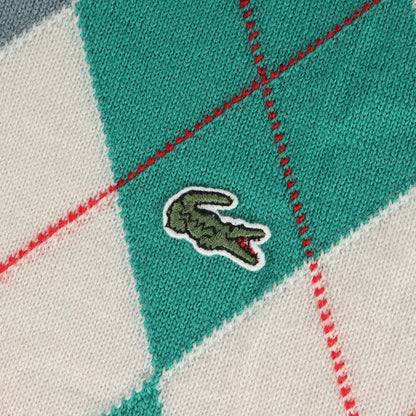 ワンポイント ワニ 刺繍 アーガイル ニット セーター / MADE IN JAPAN