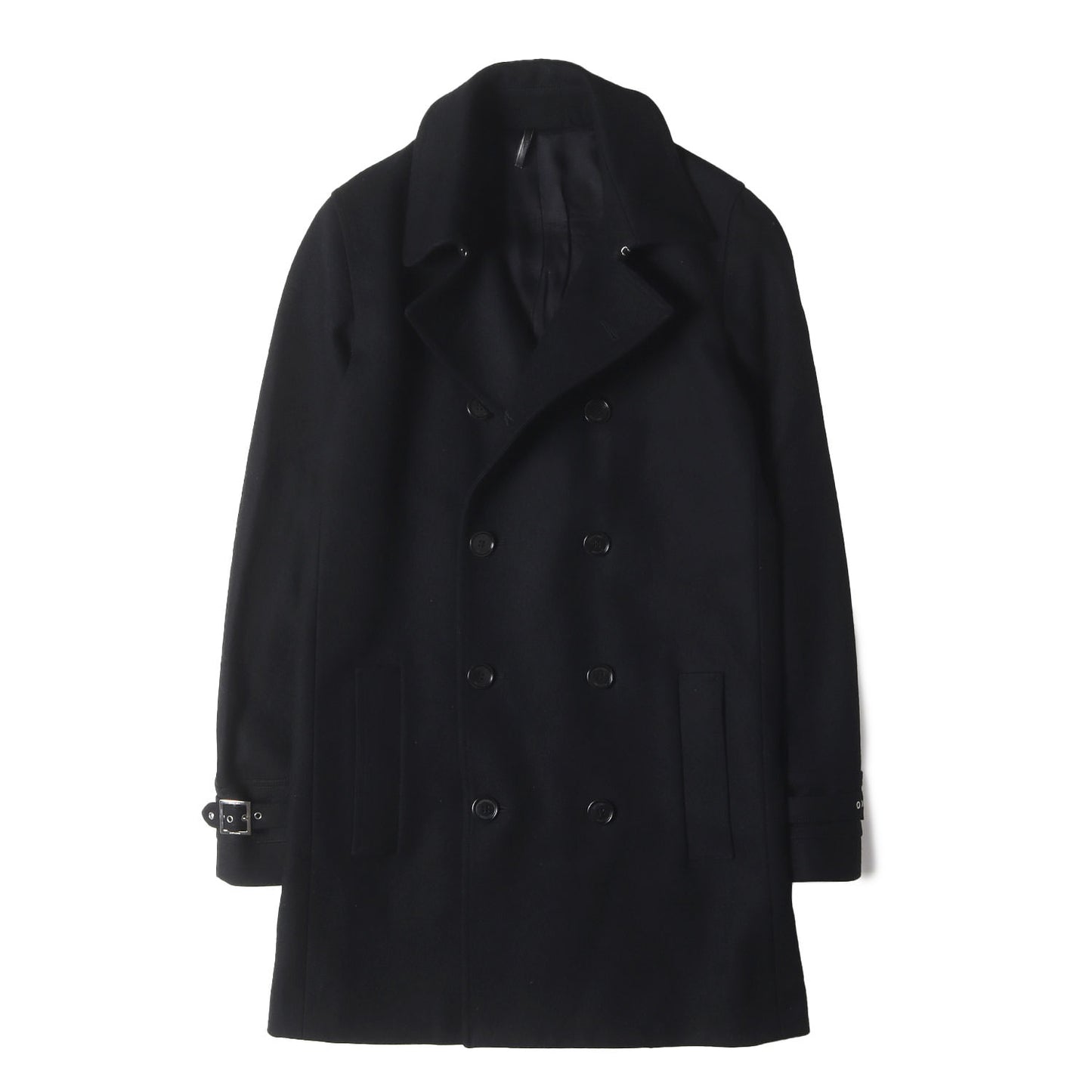09AW KRIS VAN ASSCHE ダブルブレスト メルトン ピーコート